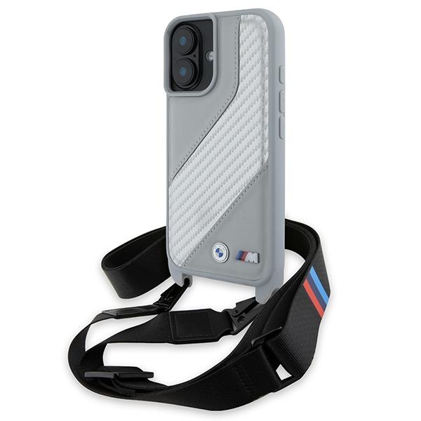 Bmw Bmhcp16S23Psccg Iphone 16 6.1       Szary/Grey Hardcase M Edition Carbon Stripe & Strap