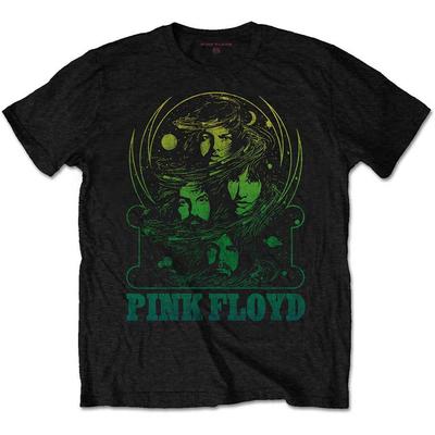 Herren Pink Floyd Grüner Wirbel Slim Fit T-Shirt Schwarz