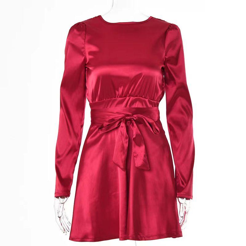 

Модное платье с открытой спиной, модное темпераментное бандажное платье с длинным рукавом, короткое платье, сексуальное платье с открытой спиной Red S