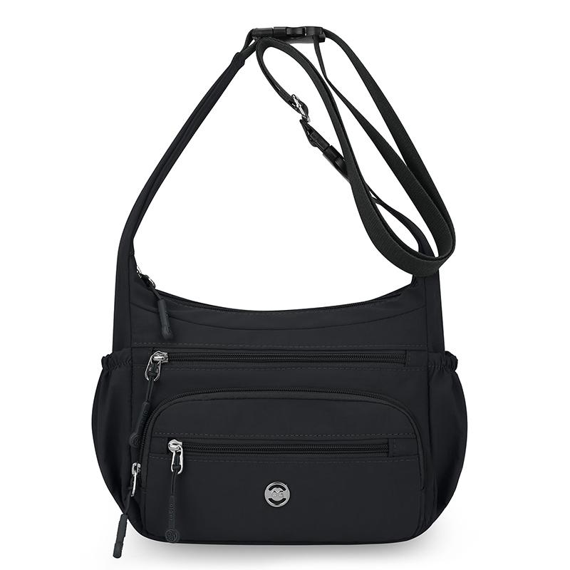 Waterproof Nylon Crossbody Bag for Women Multi Pocket Shoulder Handbag with Wide Strap