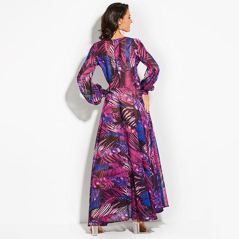 Elegant Women Ladies Chiffon Boho Long Sleeve Maxi Dress For Evening Events