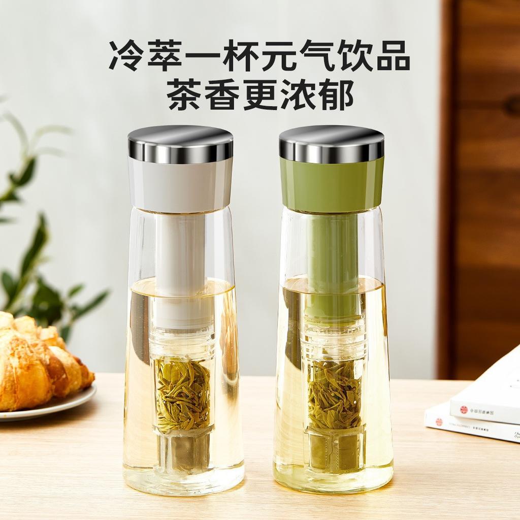 Large Capacity Cold Brew Coffee Maker Glass Pitcher with Press Lid for Home Use Iced Tea Infuser Bottle