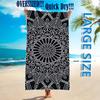 Ultra Fine Fiber Black Floral Beach Towel, Lightweight Comfortable for Swimming Diving Summer Fun