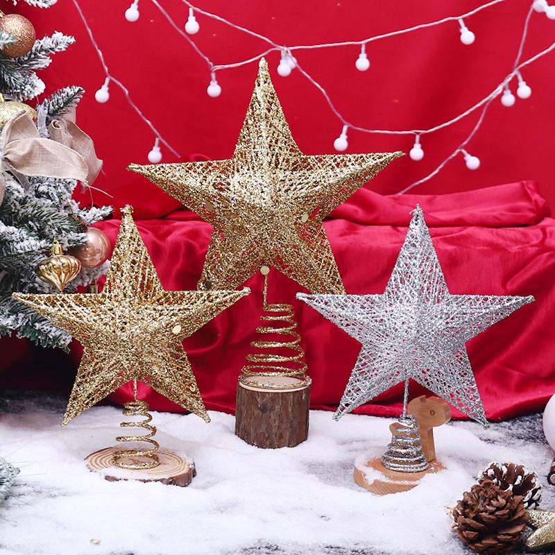 Glitter Christmas Tree Topper Star Sliver Gold Xmas Tree Ornaments Top Decor Christmas New Year Navidad Noel Natal Decor 2026 7