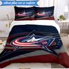 3PCS Columbus Blue Jackets Logo Bedding Set,Including 1pc Duvet Cover And 2pcs Pillowcases Perfect for Bedroom, Dormitory, Fan Christmas Gift
