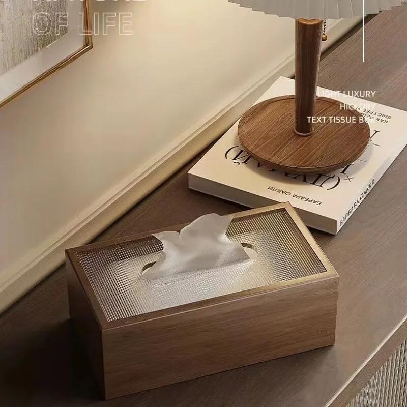 Elegant Premium Black Walnut Wood Grain Tissue Box - Desk Paper Towel Holder, Multi-Scene Napkin Box for Hotel & Home Decoration