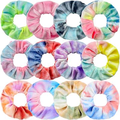 Korean Velvet Gradient Tie-Dye Hair Scrunchie – Irregular Design, 20 Colors Available