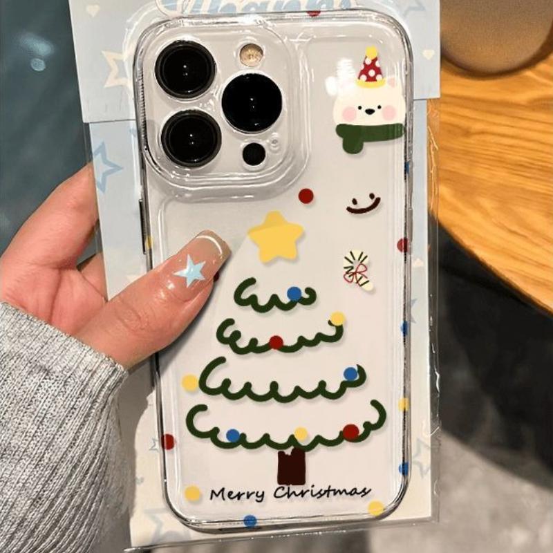 Luxury Transparent Clear Case for IPhone 16 15 14 13 12 11 Pro IPhone 14 15 16 Pro Max 15 16 14 Plus Christmas Tree Soft Shell