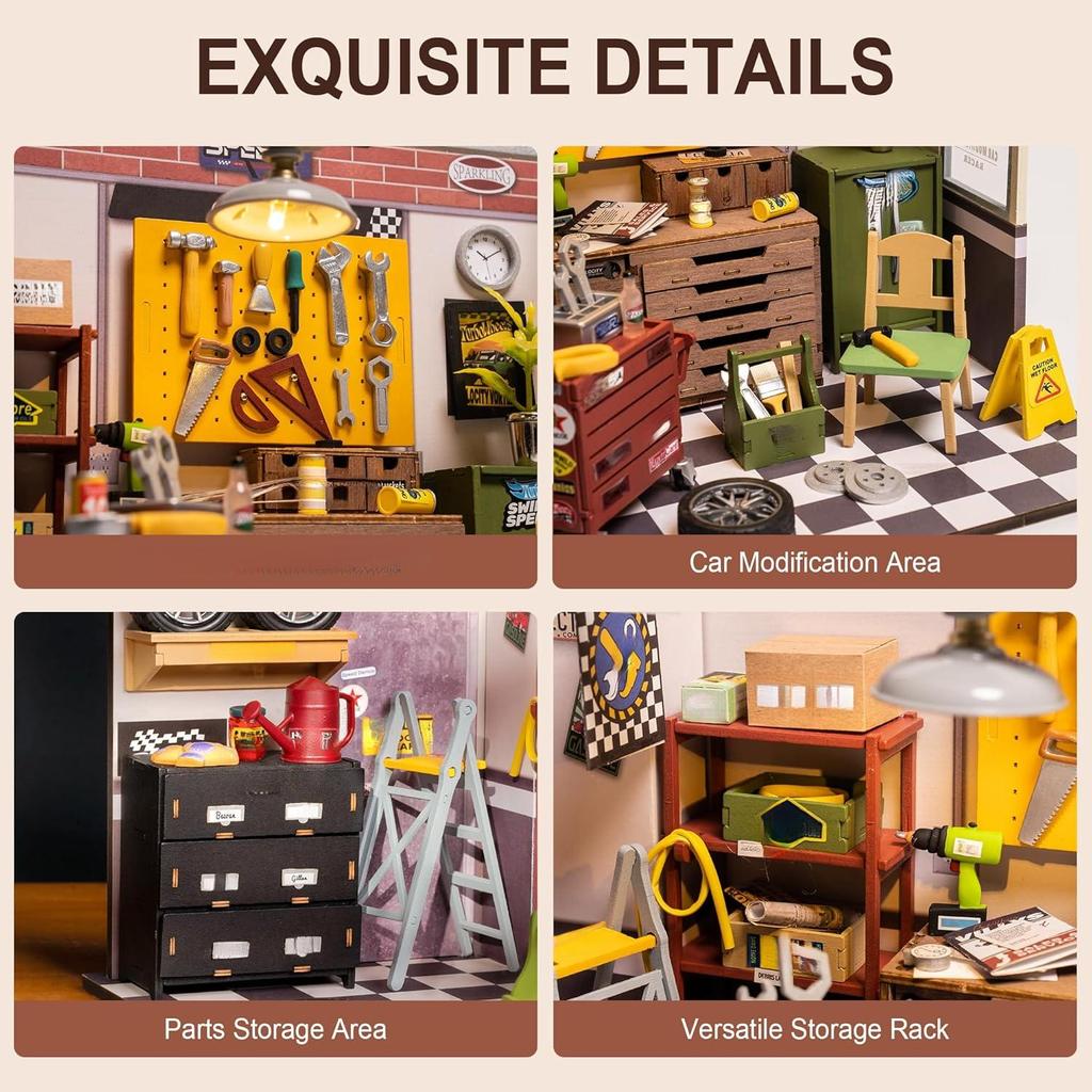 ROBOTIME Rolife 3D Puzzles Garage Workshop DIY Miniature House Kit DG165