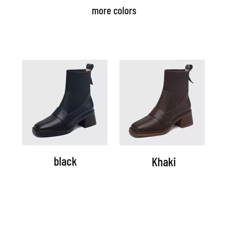 2025 Autumn/Winter Knitted Ankle Boots: Versatile British Martin Style, Skinny Elastic Socks In Brown/Black, Adult Sizes Available