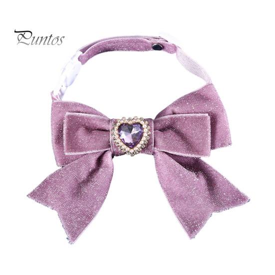 

Кошки Собачий ошейник Бархатный галстук-бабочка Регулируемый противоудушающий ожерелье для щенков в форме сердца Украшение со стразами Легкий удобный День рождения домашнего животного фиолетовый
