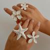 Cross-Border Exaggerated Metal Flower and Starfish Ring with Drip Glaze