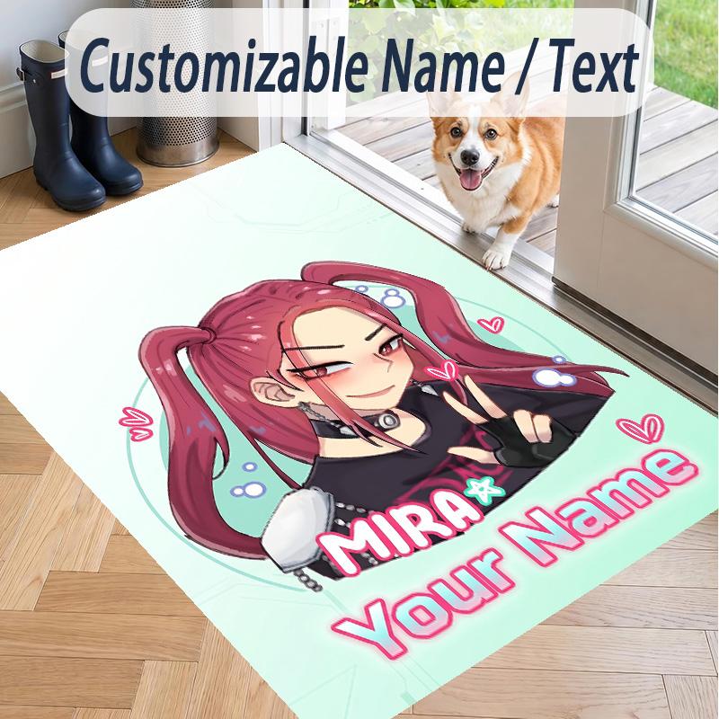 Custom Text Printed Rug Kpop Demon Hunters Non Slip Floor Carpet For Home Room Decor