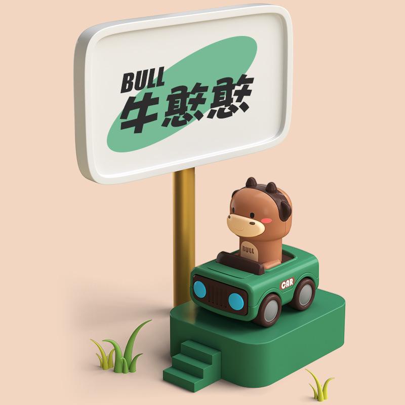 Cross-Border Cartoon Press & Slide Animal Toy Car: Fun, Cute, Drop-Resistant Parent-Child Interaction Vehicle.