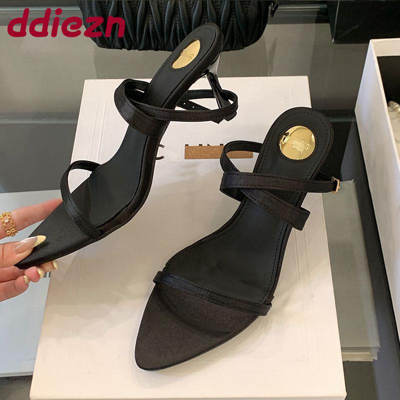 Fashion New Summer Fashion Pointed Toe Women Thin Heel Pumps Shoes Shallow Footwear Ankle Warp Ladies Heeled Shoes Female Sandals