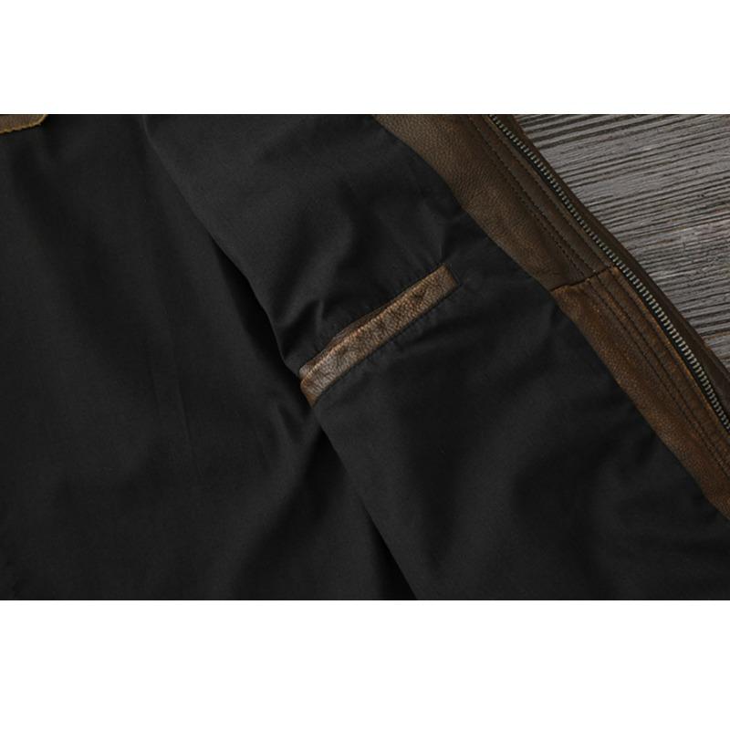 Chinese Size Men Leather Jacket Style Brown Genuine Cowhide Coat Soft Slim Fit Spring Vintage