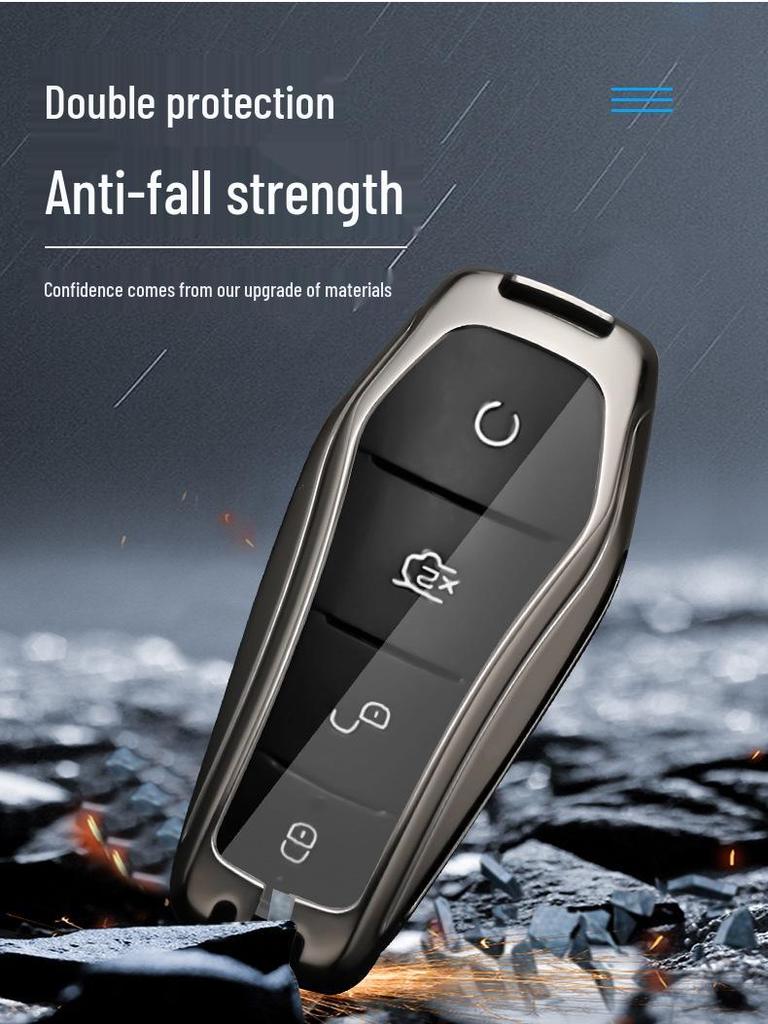BYD Han Key Case for DMI 2022 Model - Men's EV Qianshan Cui Genesis Edition Key Shell with Buckle