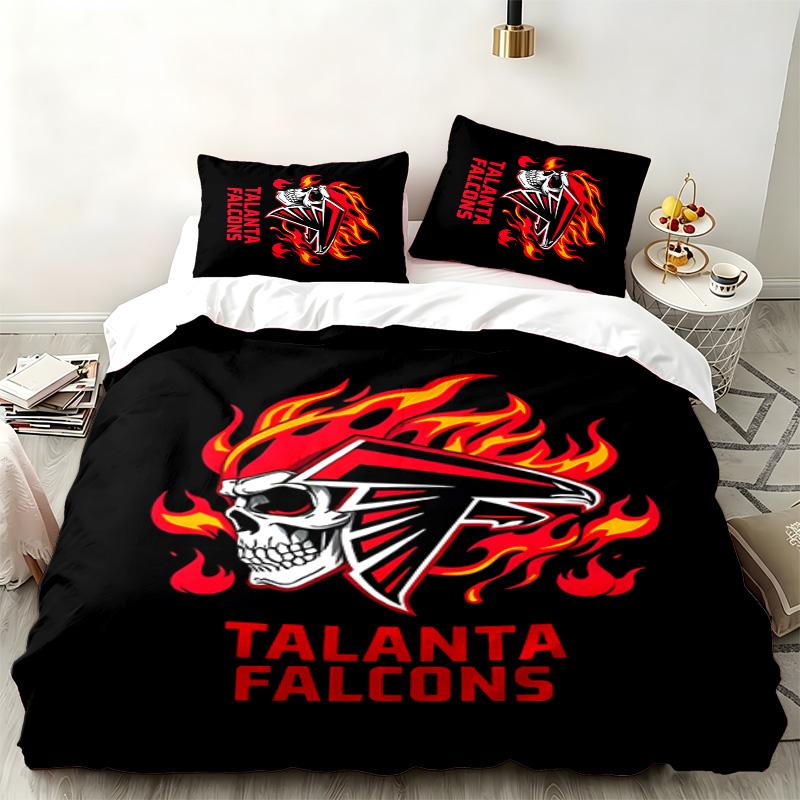 Atlanta Falcons 3-teiliges Set Perfekt für das Schlafzimmer Bequemes Bettwäsche-Set enthält einen Bettbezug und zwei Kissenbezüge Ideales Geburtstags- oder Weihnachtsgeschenk