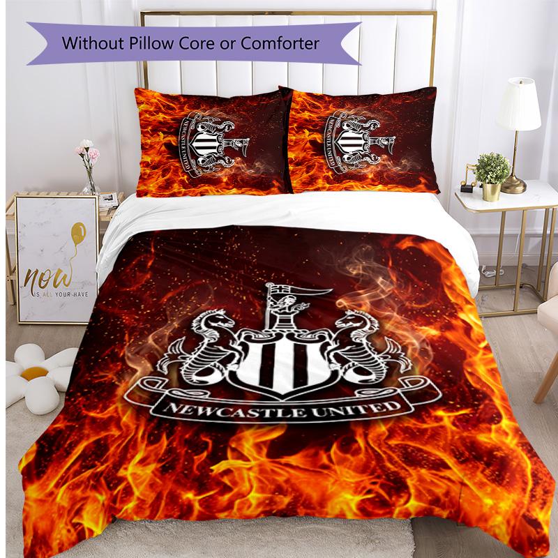 Set Lenzuola Stampato Newcastle United Football 3 Pezzi, Comodo Set Copripiumino per Camera da Letto Amico della Pelle