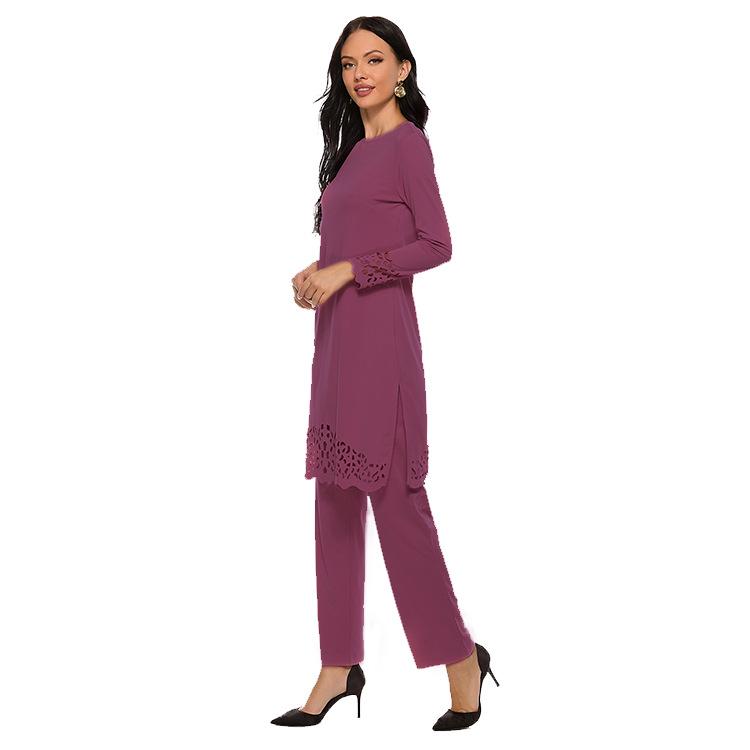 Yiduo Duo Nové středovýchodní muslimské abáje Burnout šaty Dvoudílný set 21230