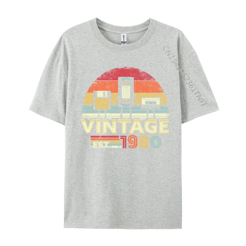 1980 Shirt Vintage 40th Birthday Funny Music Tech Europe Autumn Tops & Tees Normal T-Shirt Cute Birthday T Shirts Top Quality