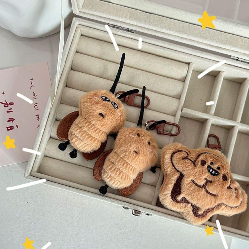 Funny Cockroach Plush Keychain Cute Doll Pendant for Backpacks Bags Creative Plush Toy Hanging Ornament for Girls Boys