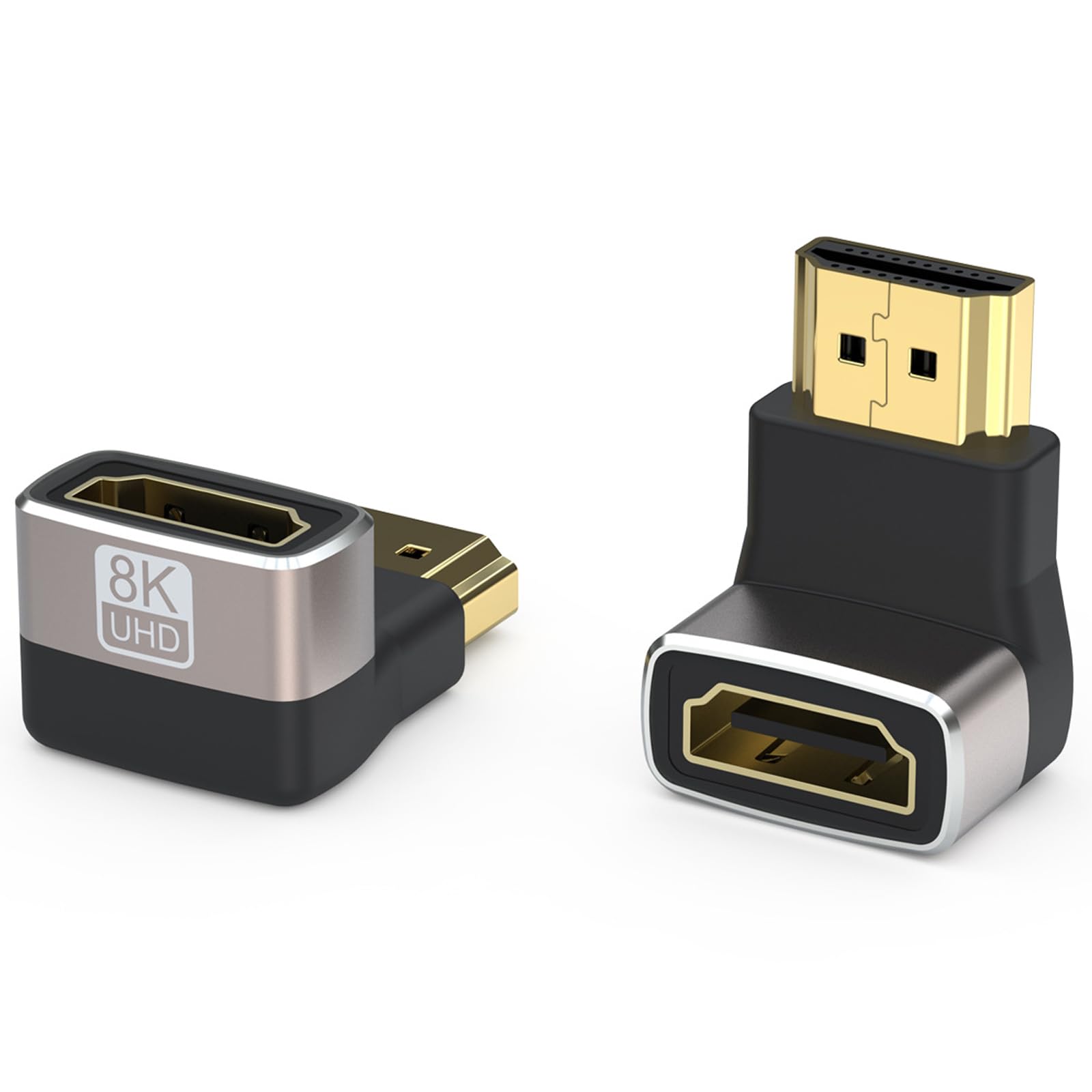 

Переходник HDMI L-типа, переходник HDMI-штекер-гнездо 90 градусов, удлинительный адаптер HDMI, высокоскоростной HDMI с позолоченным покрытием, совместимый с 3D 8K/60 Гц (2