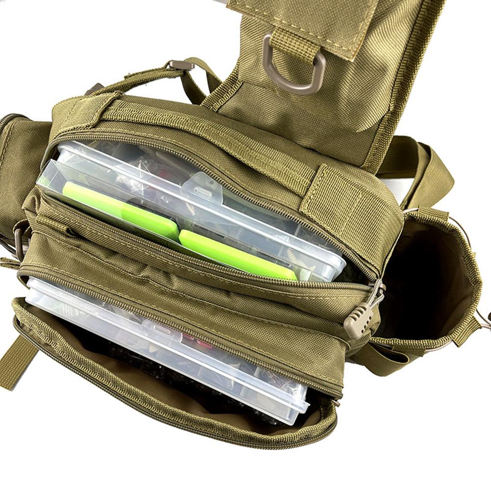 Fishing Tackle Bag Multifunctional Fishing Backpack Single Shoulder Fishing Gear Bag with Rod Holder for Fishing Hiking Hunting