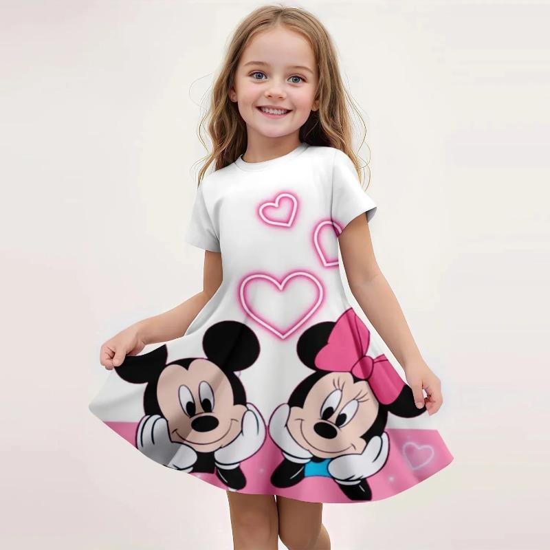 Summer Girls' Dress New Style Western Girl Short Sleeve Children's Short Sleeve Mickey