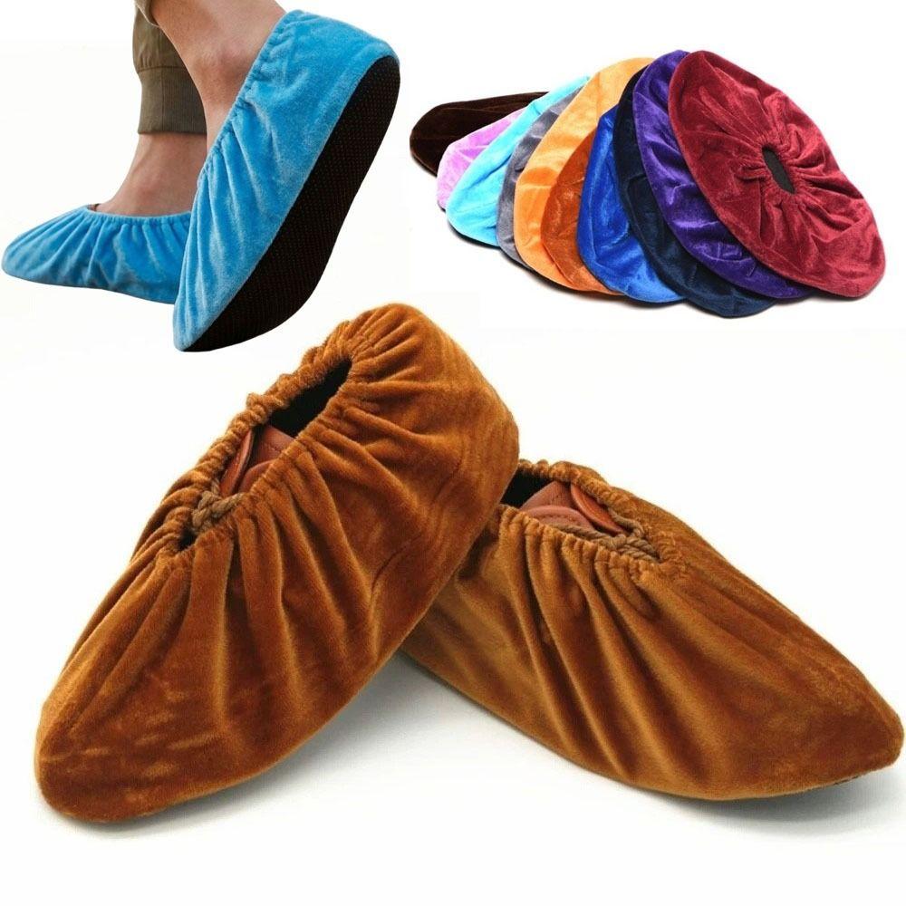 3Pairs Reusable Non Slip Shoe Covers Elastic Durable Shoe Protector Breathable Soft Short Fabric Overshoes Indoor Use