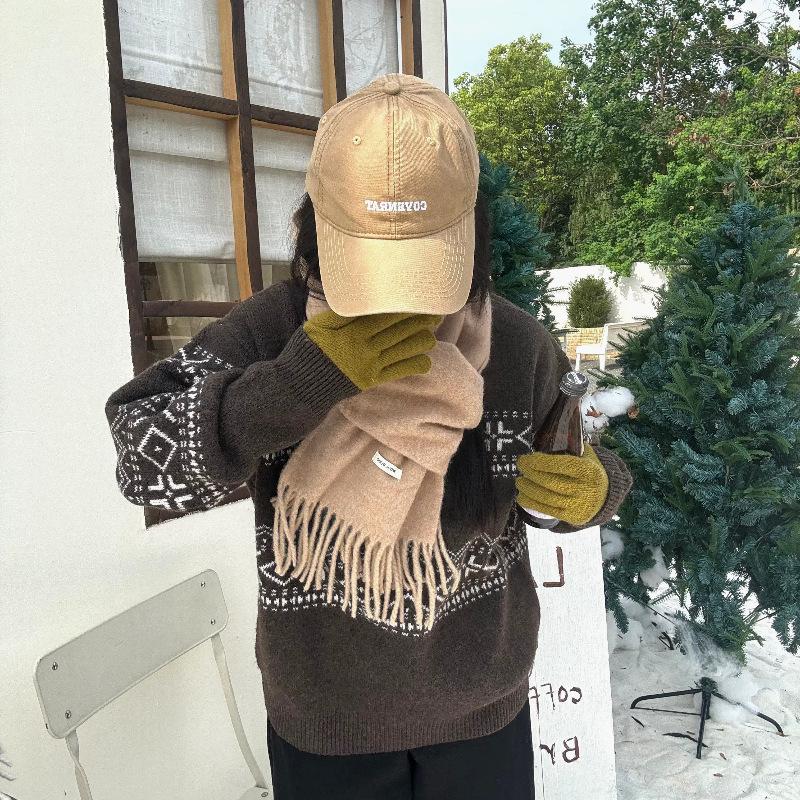 New Autumn and Winter Women's Wool Blended Scarf Solid Color Tassel Korean Style Versatile Fashionable Atmosphere Warm Scarf