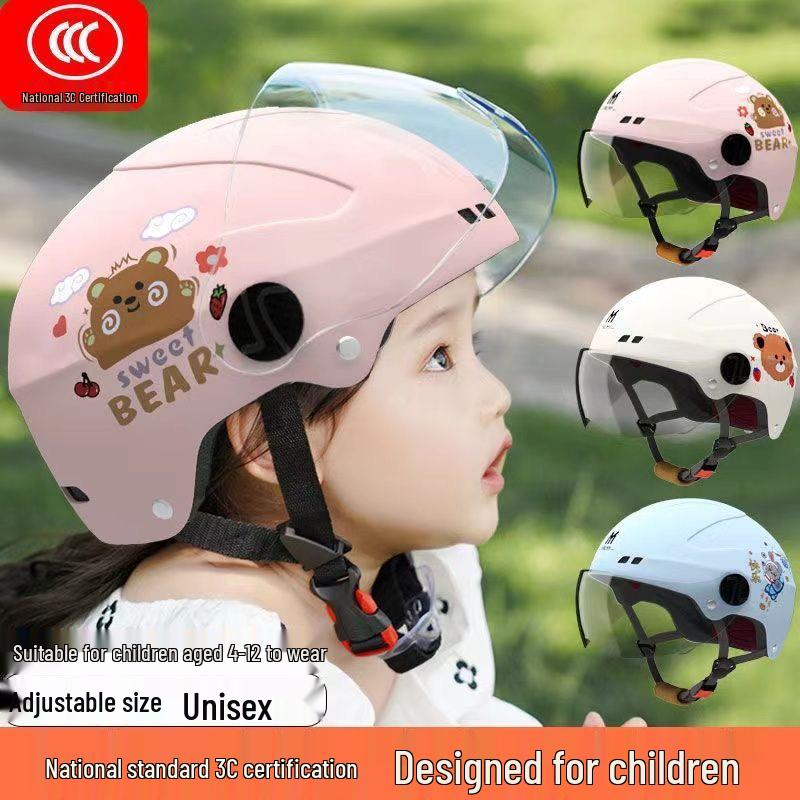 Certified Children's Cute Motorcycle and Electric Scooter Helmet - All-Season, Half Helmet for Summer Use