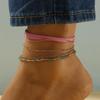 European & American Retro Letter Butterfly Pendant Multi-Layer Beach Anklet Set