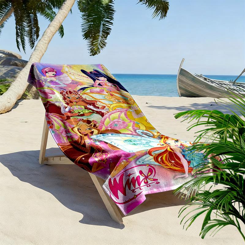 Winx Club Print Beach Towel, Large Soft Quick Dry Towel for Beach Camping Swimming