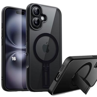 Protective Case - BOOLING - for iPhone 16 - Hybrid Shockproof - Adjustable Stand - Black