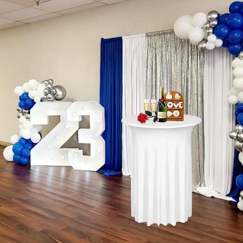 Round Spandex Cocktail Table Covers with Skirt, 32x43 Inch Stretch Fitted High Top Table Cover For Bar Wedding Party Banquet