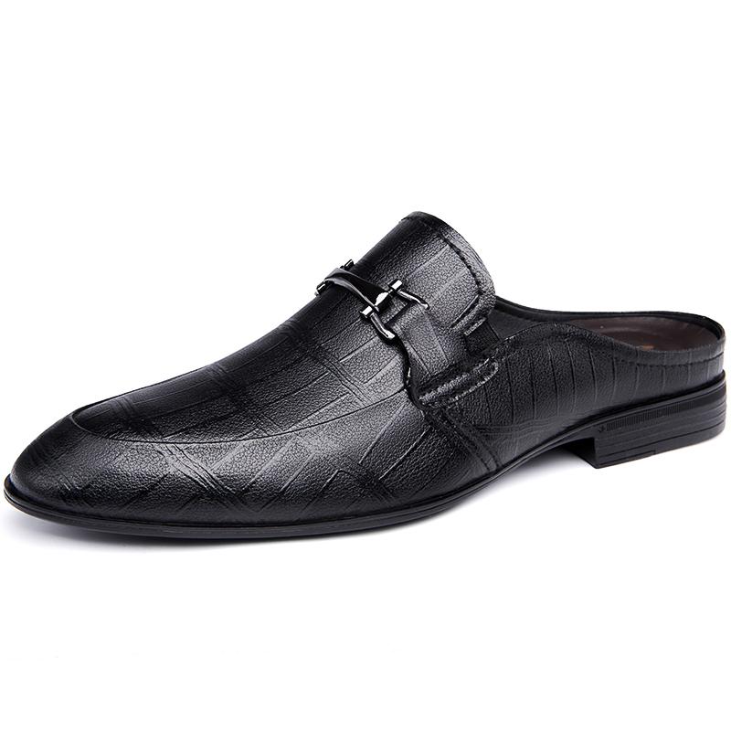 Nuovi Mules in Vera Pelle Scarpe da Uomo Mezze Scarpe da Uomo Pantofole di Marca di Lusso Mocassini da Uomo Scarpe Casual Calzature Maschili Traspiranti