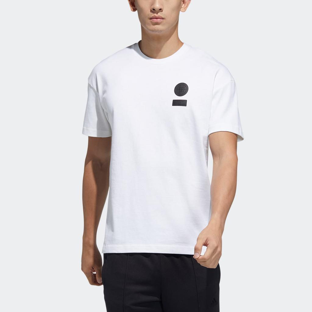 adidas T Shirts Men's White Crew Neck Moderate Straight Fit GP0855