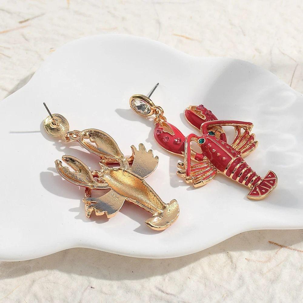 Vintage Enamel Stud Earrings Creative Bohemian Dangle Earring Cute Lobster Earrings Holiday
