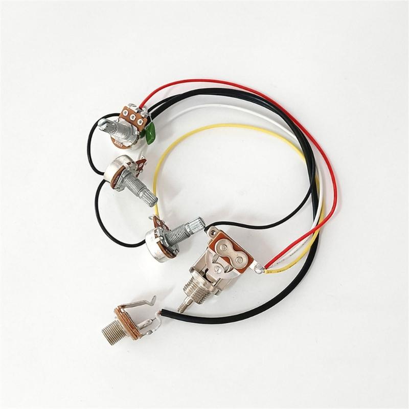 Electric Guitar Wiring Harness Set Replacement, 1 Volumes 1 Tone Prewired 3 Way Toggle Switch 500K Pots Jacks for Guitar