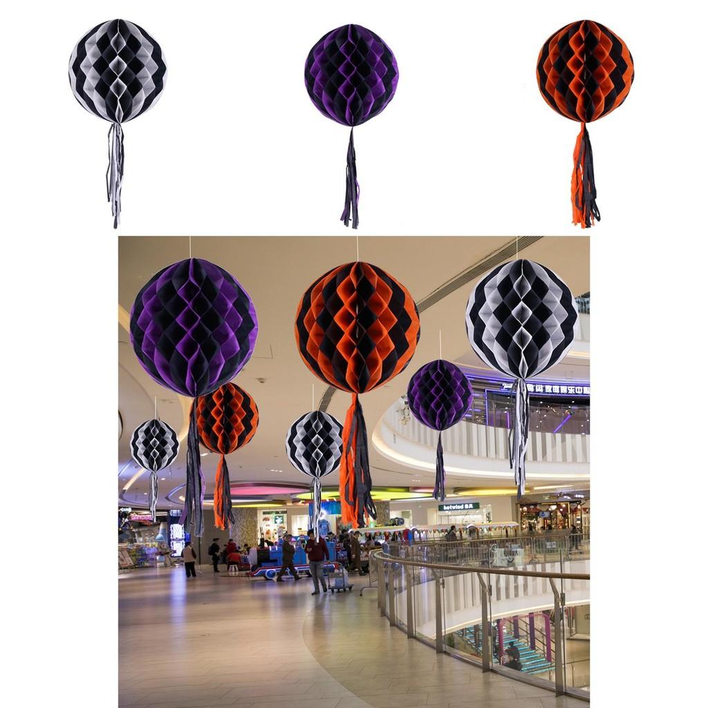 Festive Halloween Black And White Paper Honeycomb Balls For Party Decorations And Hangings