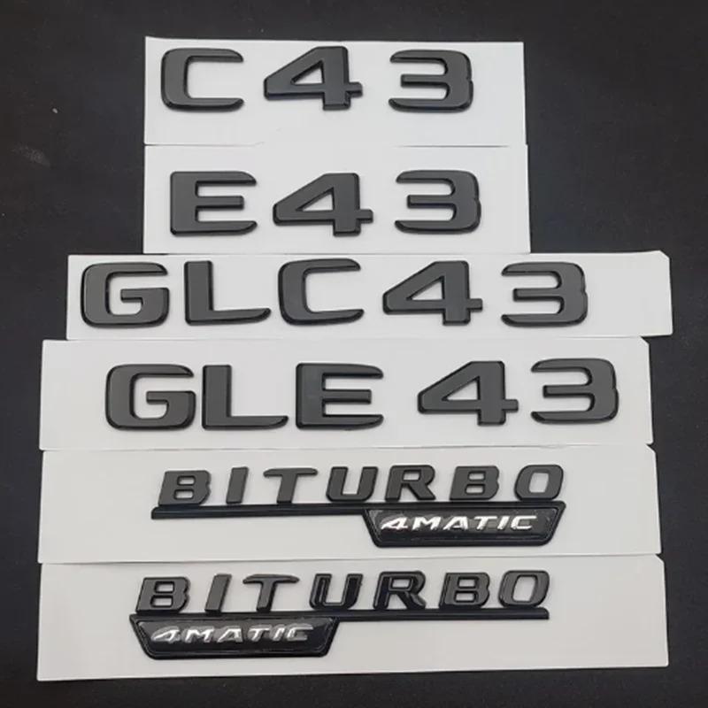3D ABS Car Trunk Badge BITURBO 4MATIC Emblem Logo For Mercedes C43 W205 W204 E43 W213 W212 GLE43 X253 GLC43 W167 Accessories