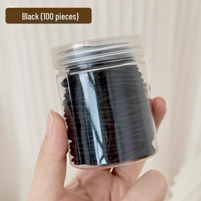 Women's Durable Leather-Covered Black Elastic Hair Ties: High-Elasticity Scrunchies, Hair Ropes & Rings