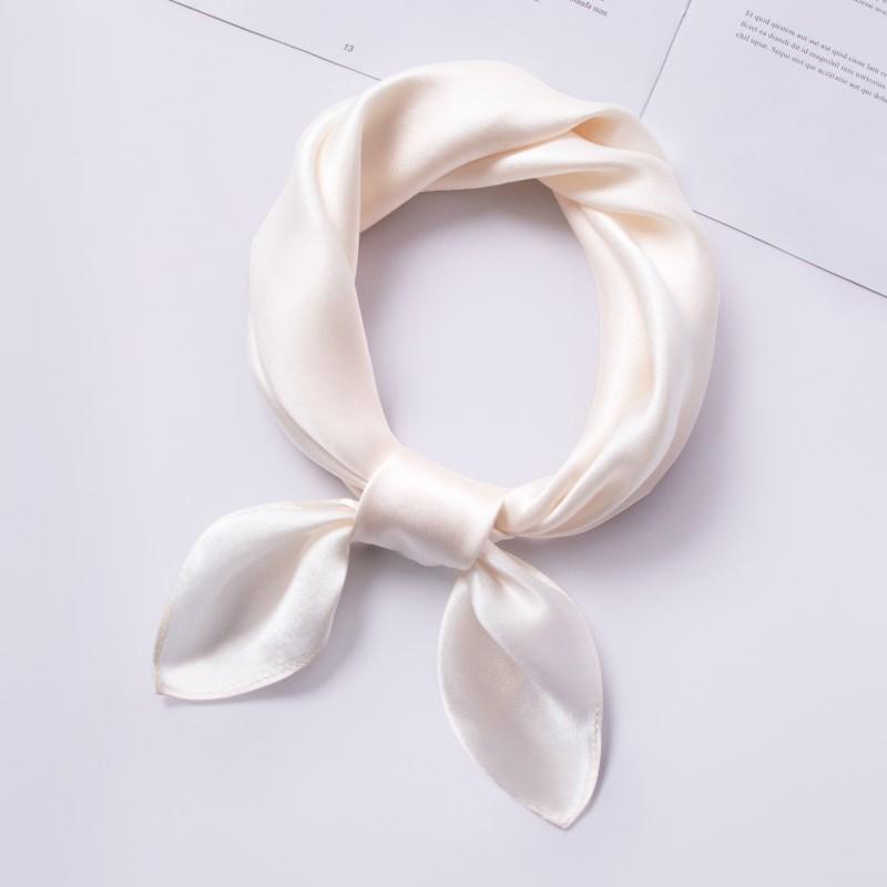 100% Silk Square Scarf  Women Solid Color Small Hangzhou Real Silk Bandana Luxury Neckscarf Pure Silk Satin Head Scarf 53X53CM