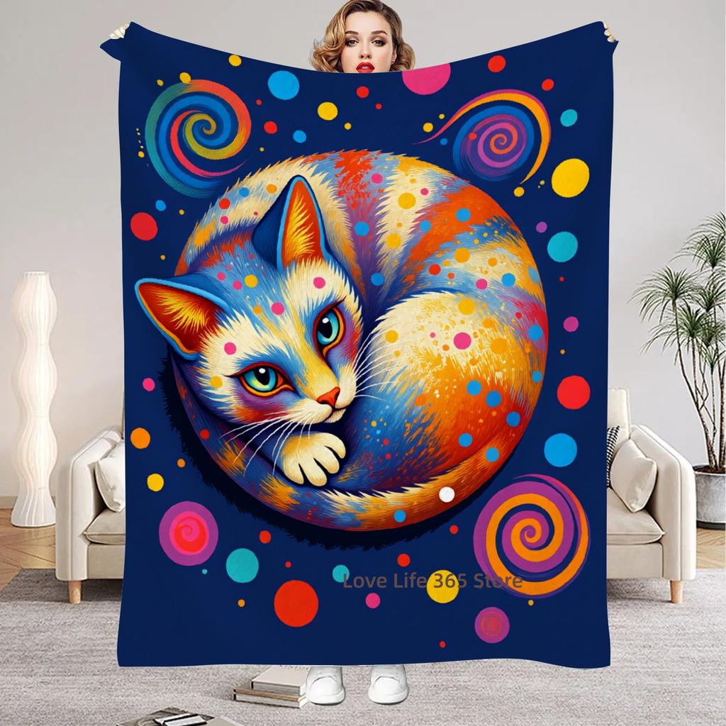 Strange Cats Flannel Blanket For Adults Soft Perfect Birthday Gift Home Bed Sofa Outdoor Travelling Abstract Pop Art Blanket