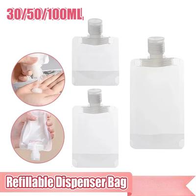 30–100 ml sáčky s dávkovačem lotionu Cestovní opakovaně použitelné sáčky Šampon Tekutý nepropustný znovu plnitelný kosmetický obal Úložný kontejner