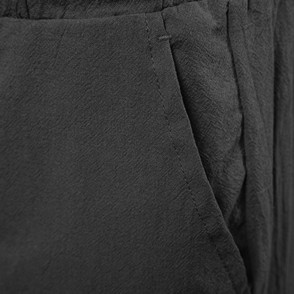Men's Fashion Casual Color Cotton Linen Shorts Tethered Beach Sports Pants Cotton Linen Shorts