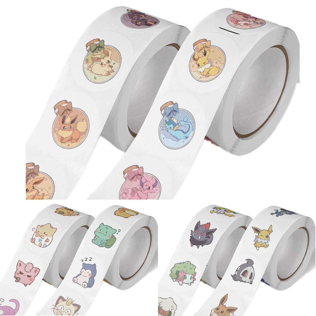 500pcs Roll Cartoon Pokemones Stickers Anime Diy Pvc Laptop Decals Decoration Stiker Children Reward Toy Girl Gift