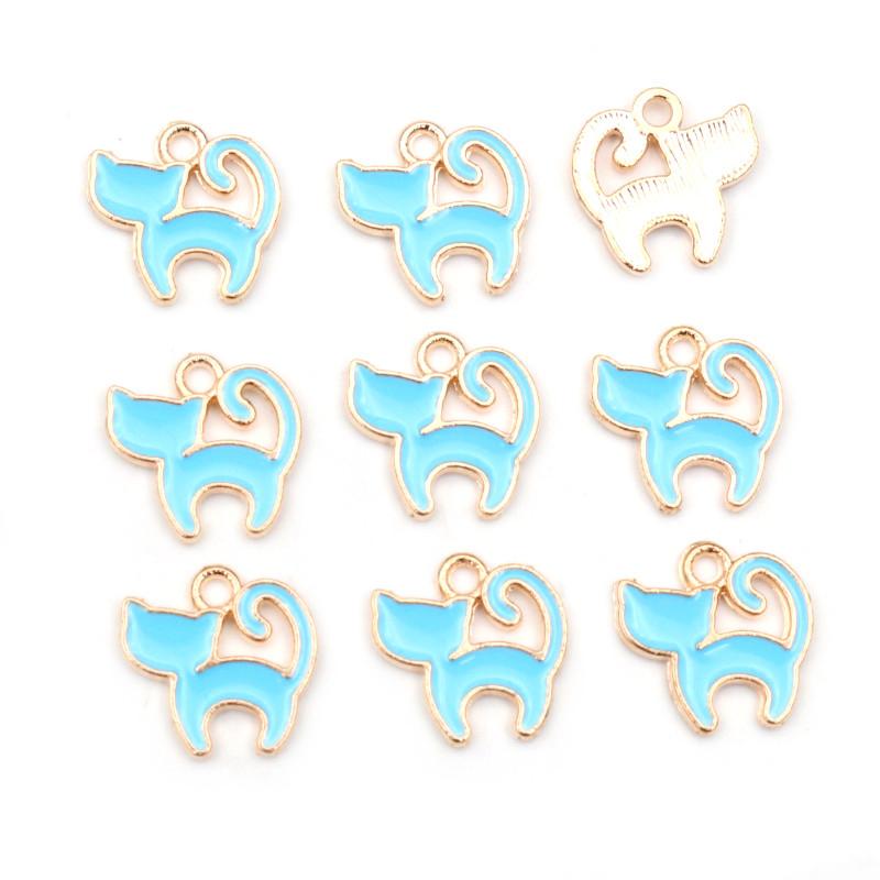 30pcs/Lot 13*13mm Cute Colorful Enamel Cartoon Cat Pendants For Necklaces Earrings Girl Charms Jewelry Making Findings