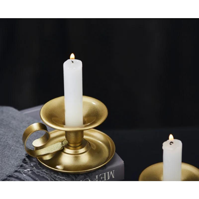Teekopp Typ Ljusstake Järn Ljusstake Retro Stil Ljushållare Dekor Vintage Teekopp Stil Smide Ljushållare